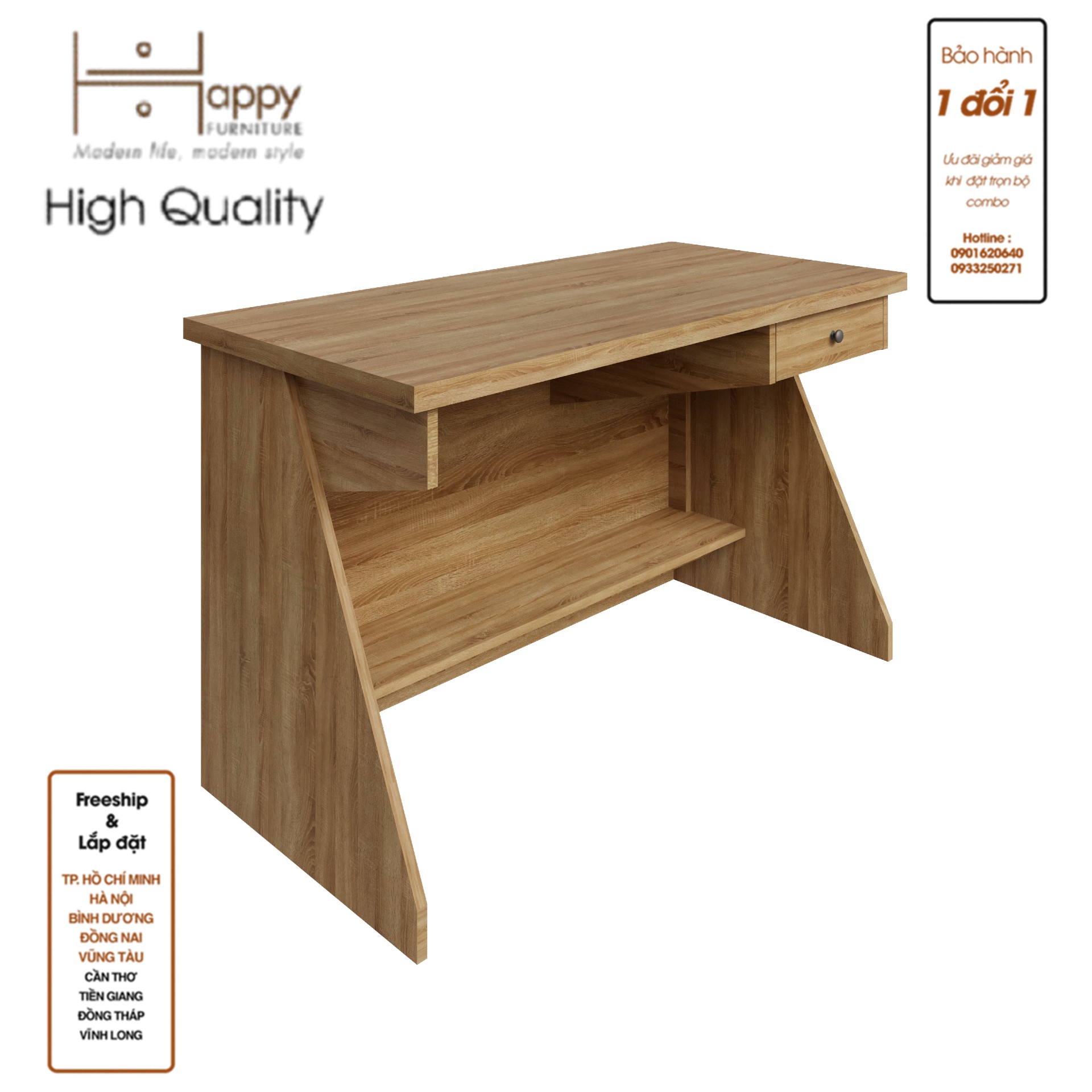 [Happy Home Furniture] HELI , Bàn làm việc 1 ngăn kéo, 120cm x 60cm x 75cm ( DxRxC), BAN_061