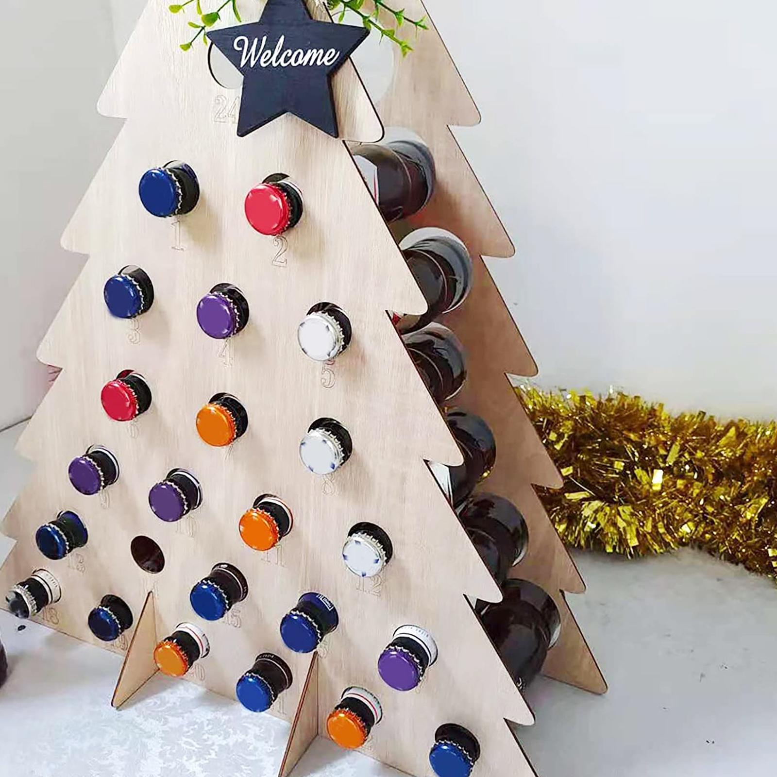 Wooden Wine Rack for 24 Bottles of Mini Wine/Beverages Christmas Tree Wine Rack Festival Decoration