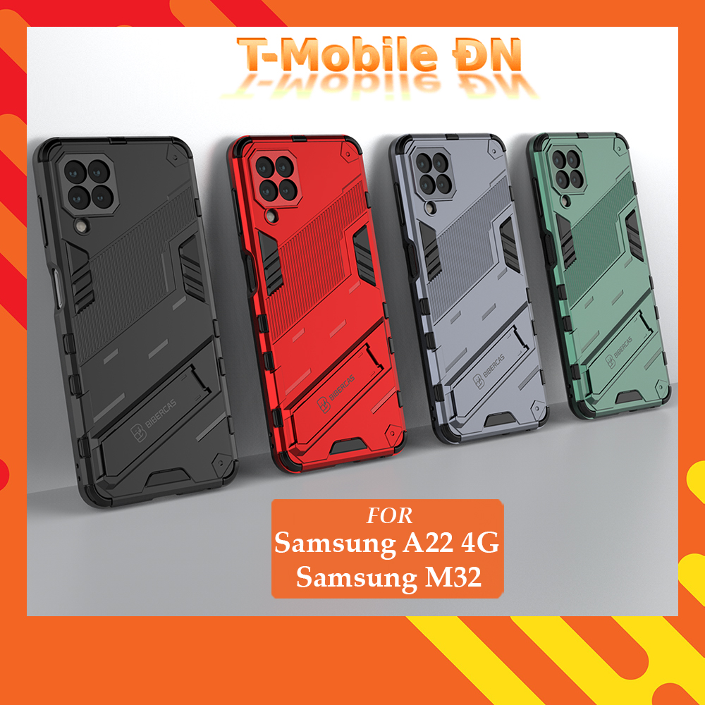 Ốp lưng cho Samsung A14 A13 A04 A04S A22 A23 A32 A33 M32 4G A52 A52S A53 A73 5G chống sốc kèm giá đỡ Iron Man PUNK cao cấp siêu đẹp