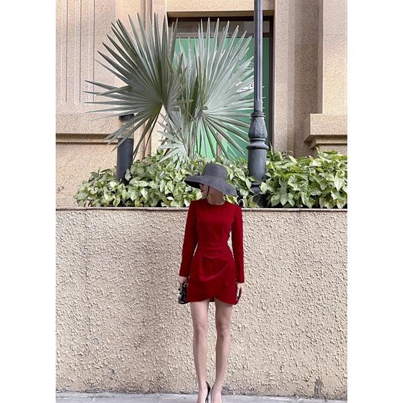 Đầm nhung giao vạt, tay dài chất nhung Hàn mềm mịn Lisa dress