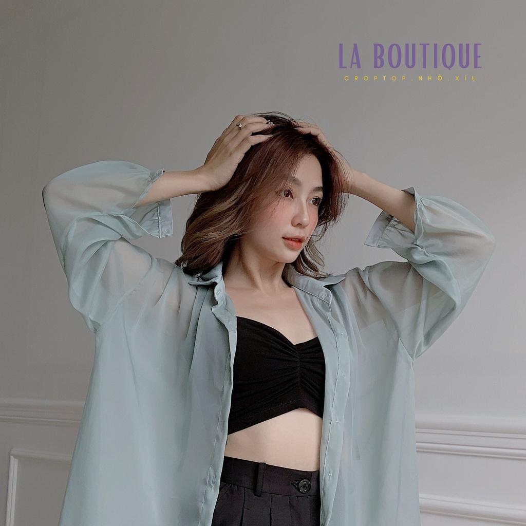 Áo sơ mi trắng xuyên thấu oversize form rộng LA BOUTIQUE