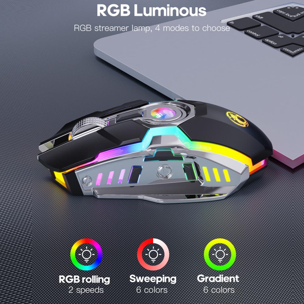 RGB Chuột Chơi Game Chuột Máy Tính Không Dây Sạc Im Lặng Mause LED Backlit Chuột 3200 DPI Chuột Không Dây Game Thủ Cho Laptop