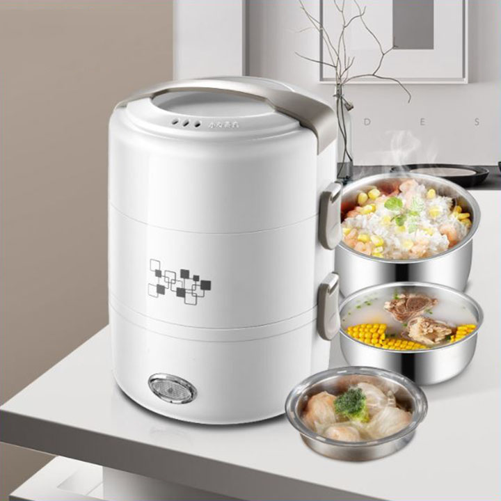 Hộp cơm điện cao cấp 3 ngăn hình trụ- Hàng Chính hãng