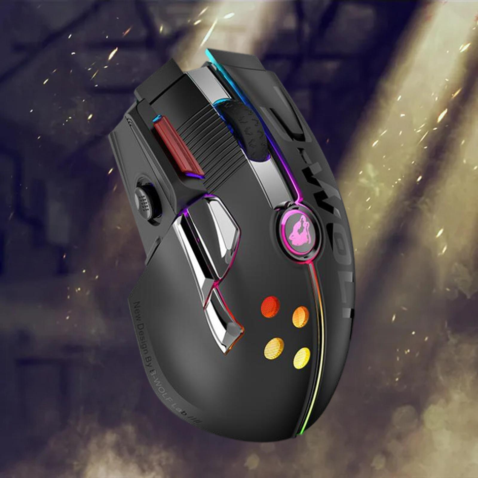 2.4G USB   Wireless RGB LED Gaming Mouse Mice 12000DPI for Gamer Black