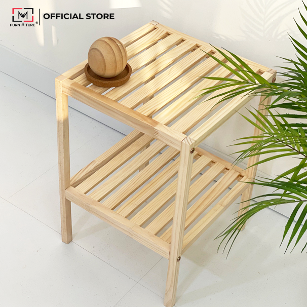 KỆ GỖ TRANG TRÍ HÀN QUỐC, KỆ ĐẦU GIƯỜNG 2 TẦNG - SHELF 2F NATURAL