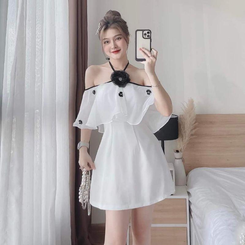 ĐẦM CỔ YẾM VIỀN HOA BÈO NHẸ NHÀNG