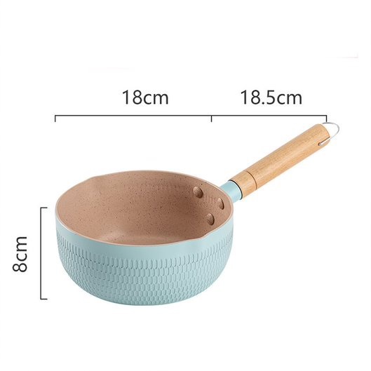 CHẢO ĐÁ CHỐNG DÍNH SIZE 18CM CÁN BẰNG GỖ CHỐNG NÓNG CÓ MÓC TREO GỌN GÀNG, ĐÁY TỔ ONG DÙNG CHO MỌI LOẠI BẾP GIA ĐÌNH KỂ CẢ BẾP TỪ - NỒI QUẤY BỘT, NẤU ĐỒ ĂN DẶM CHO BÉ YÊU