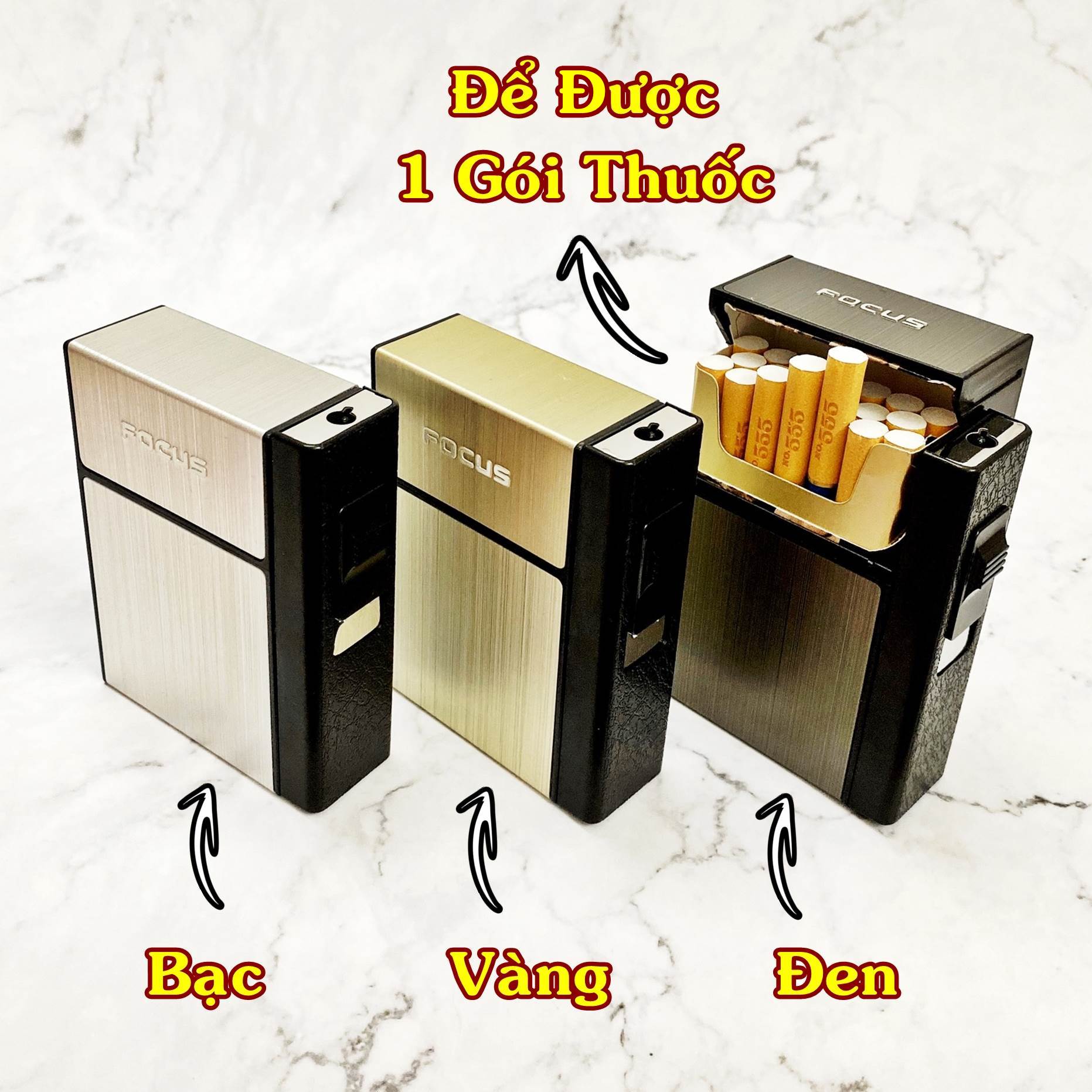 Hộp quẹt bật lửa khè - hộp thuốc focus 2in1 - có thể tháo rời -