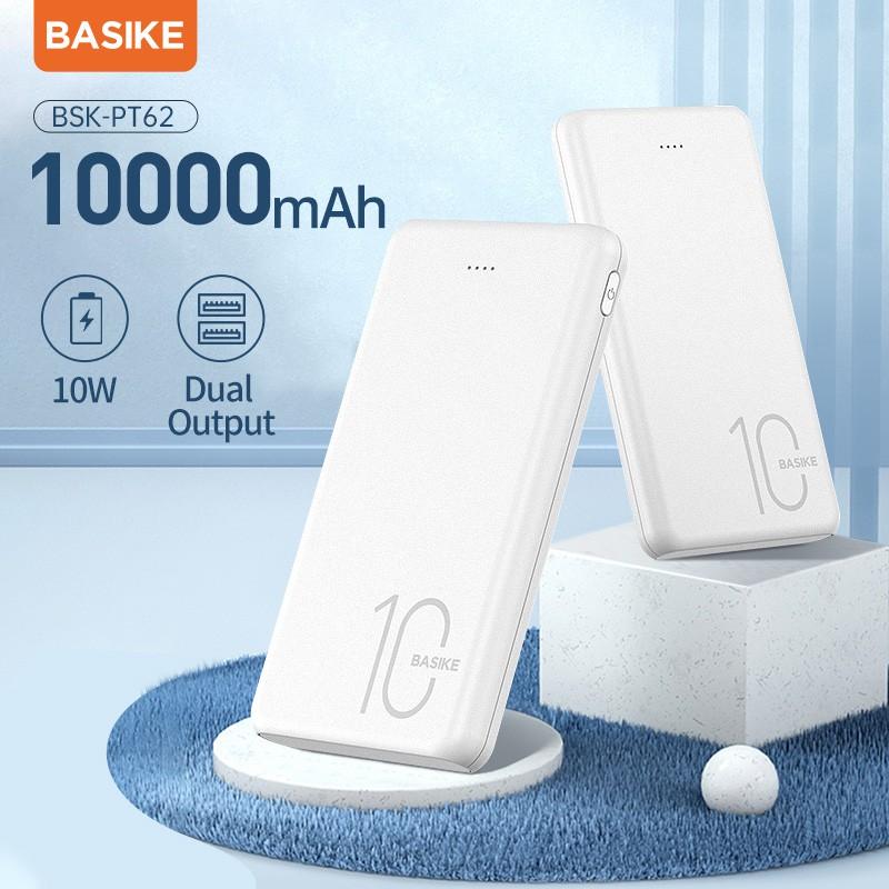 Sạc dự phòng BASIKE PT62 10000mAh có hai đầu ra USB thích hợp cho iPhone và Android-Hàng chính hãng