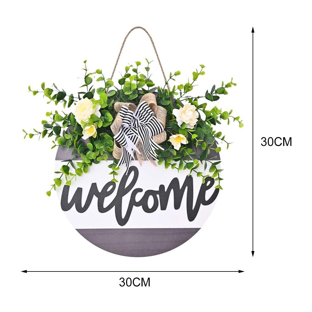 Round Wood Welcome Sign Fake Porch Hanging Front Door  Decors