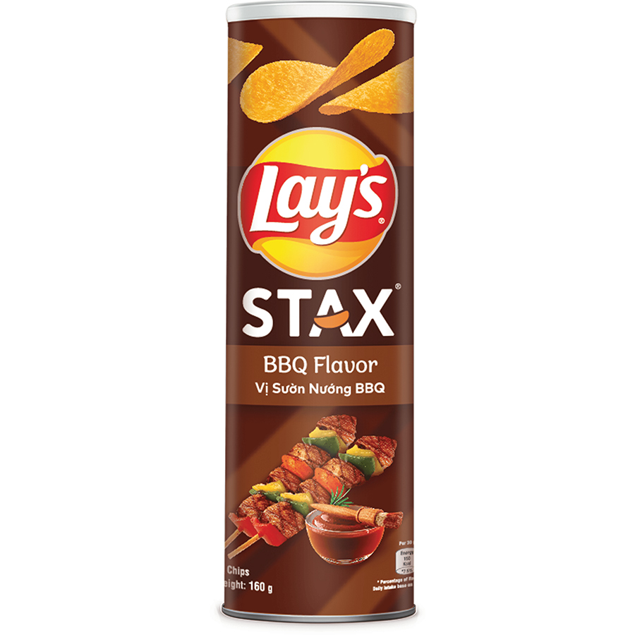 Lays Stax Khoai Tây Miếng Vị Sườn nướng BBQ 160g