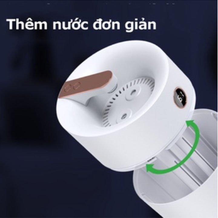 Máy phun sương tạo ẩm kết hợp đèn led 7 màu thay thế đèn ngủ- Chế độ thông minh- Tự ngắt máy khi hết nước