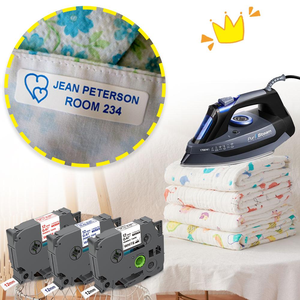 Nhãn 12/12/24mm tương thích cho anh trai TZ Fabress FA231 FA3R FA3 Fabric Iron trên nhãn băng cho anh trai PT-Touch H110 Nhà sản xuất nhãn