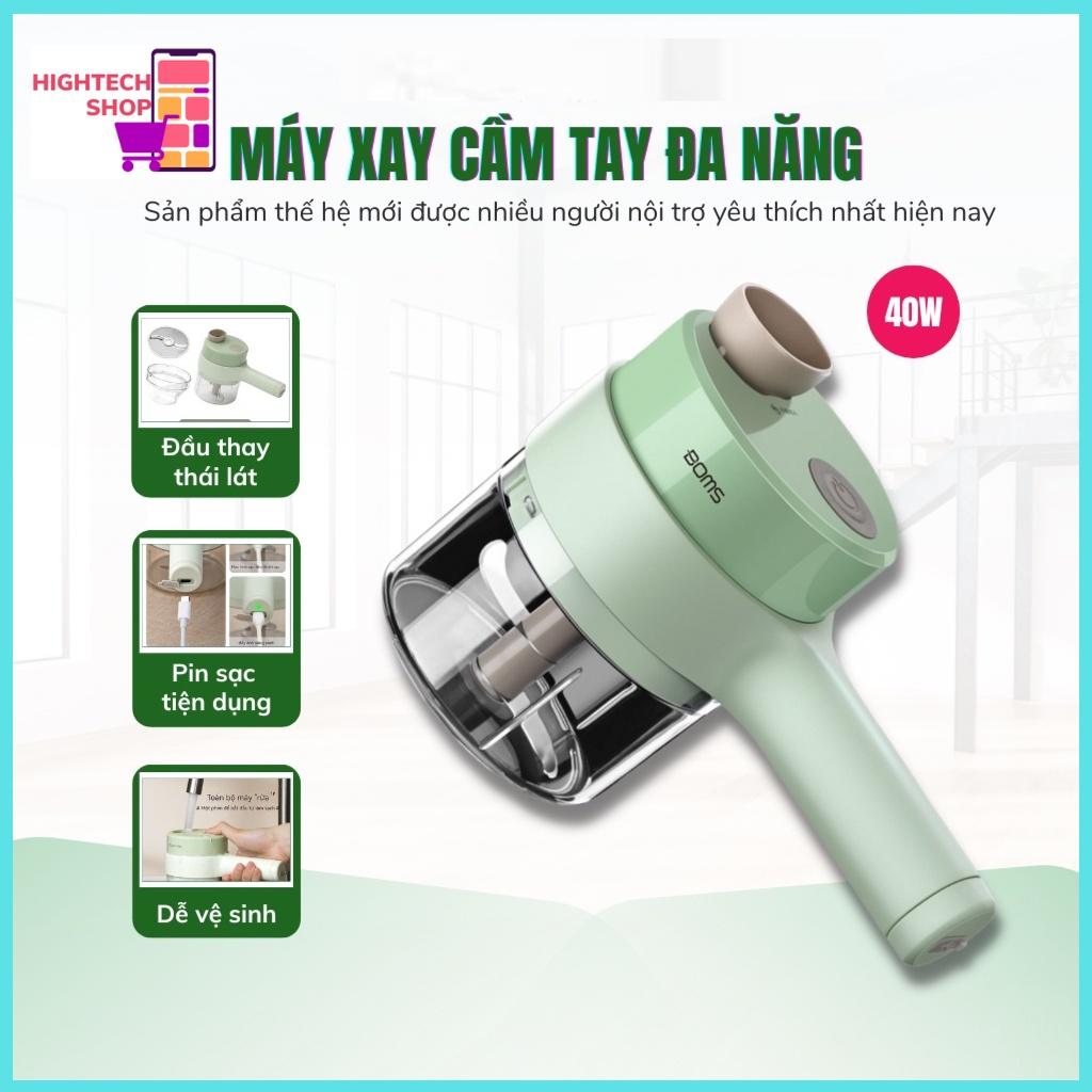 Máy Xay Cầm Tay Mini Cán Dài 4 in 1, Xay Đồ Ăn Dặm Cho Bé, Thái Tỏi Ớt Rau Củ Pin Sạc Cổng USB Tiện Dụng Có Bảo Hành