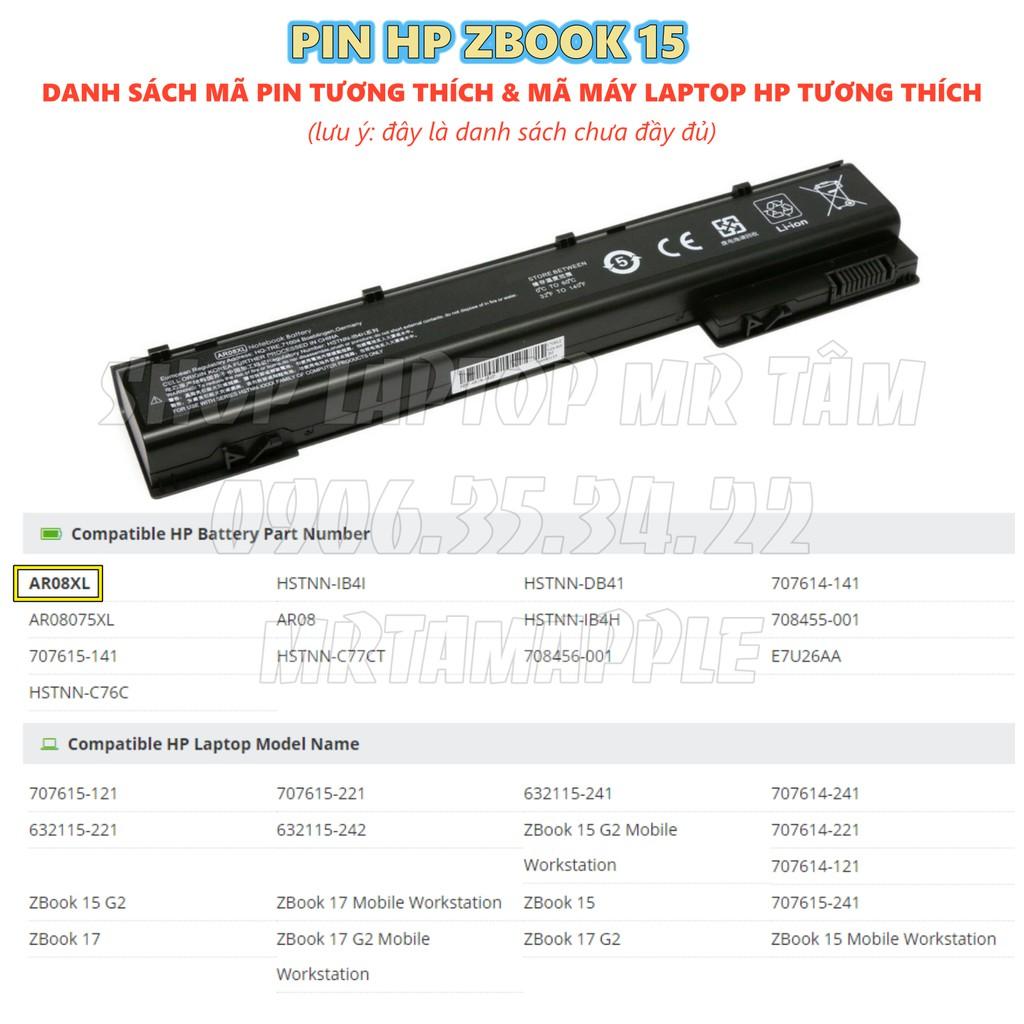 Pin Laptop DÀNH CHO HP ZBOOK 15 - 8 CELL - Zbook 15 G1, 15 G2, 17 G1, 17 G2 AR08XL