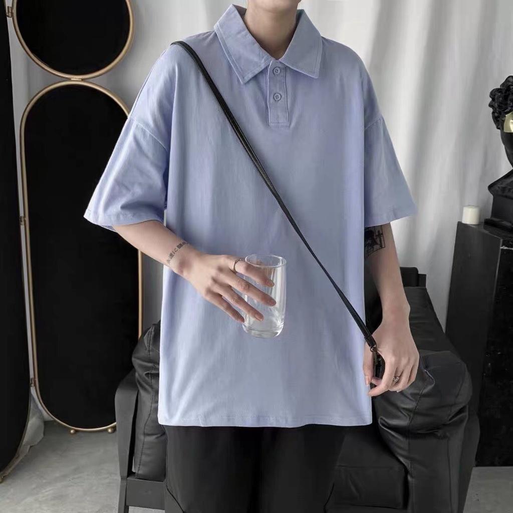 Áo PoLo form rộng phong cách Hàn Quốc cổ bẻ - Áo PôLô Trơn Unisex phối túi t