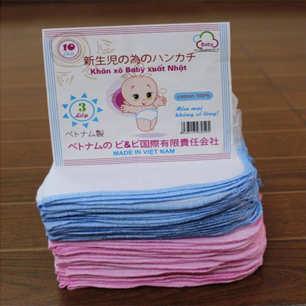 Combo 30 khăn xô Baby xuất Nhật 3 lớp 30cm x 35cm - Giao màu ngẫu nhiên