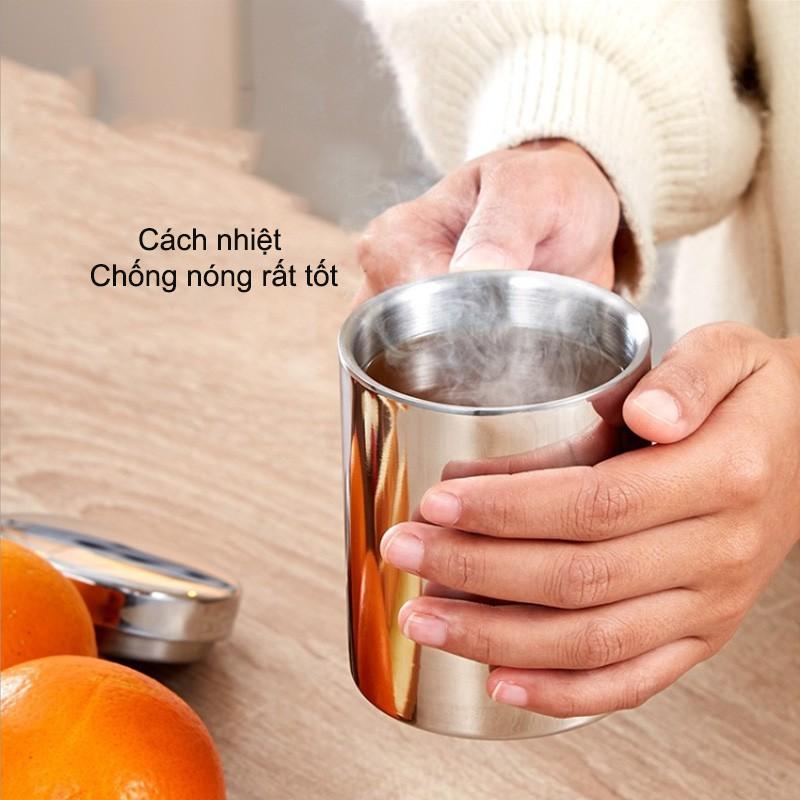 CỐC BẰNG INOX 304 LOẠI 2 LỚP CHỐNG NÓNG 75MM