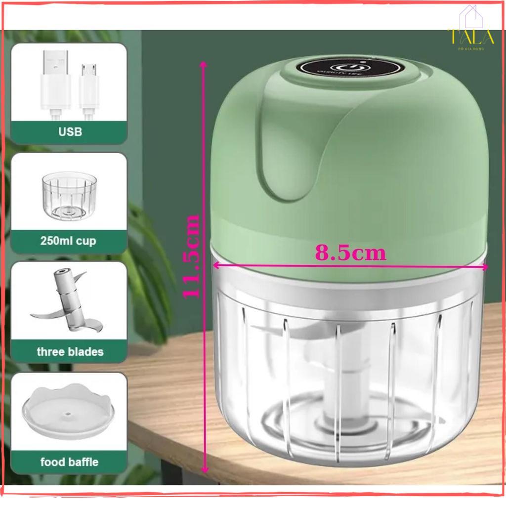 Máy Xay Tỏi Ớt Mini Cầm Tay Dung Tích 250ml Siêu Tiện Lợi - Máy Xay Mini Màu Xanh Phiên Bản Mới Sử Dụng Pin Sạc 1200mAh