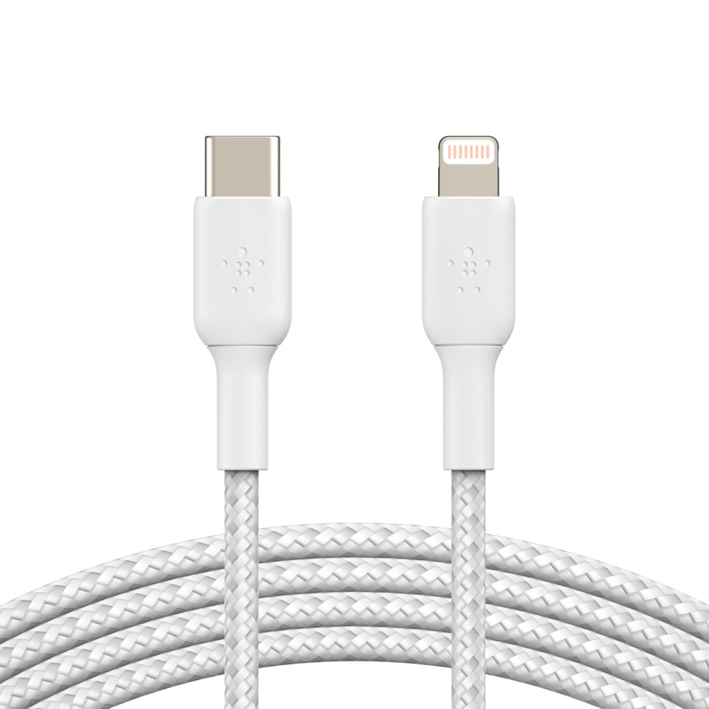 Cáp USB-C to Lightning BOOST↑CHARGE Belkin vỏ dù, chứng chỉ MFi, sạc nhanh 30W, 1m & 2m - Hàng Chính Hãng CAA004bt