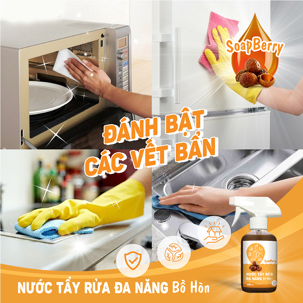 Nước xịt tẩy rửa đa năng chiết xuất Bồ Hòn 250ml JULYHOUSE đánh bay vết bẩn cứng đầu, lưu giữ hương thơm the mát