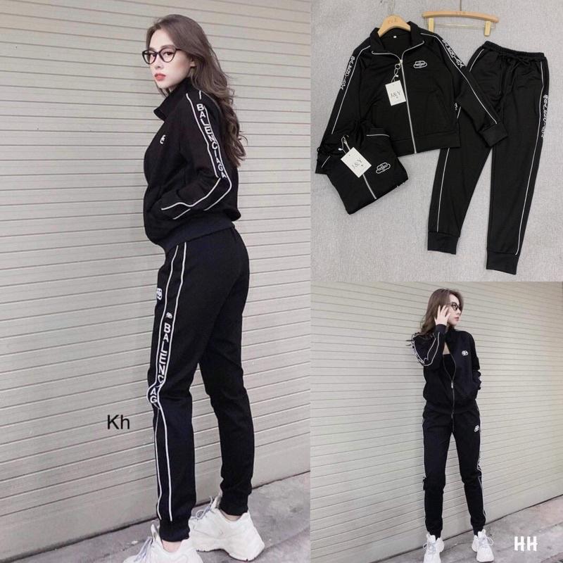 Bộ umi thể thao kéo khoá chữ B màu đen cho nữ