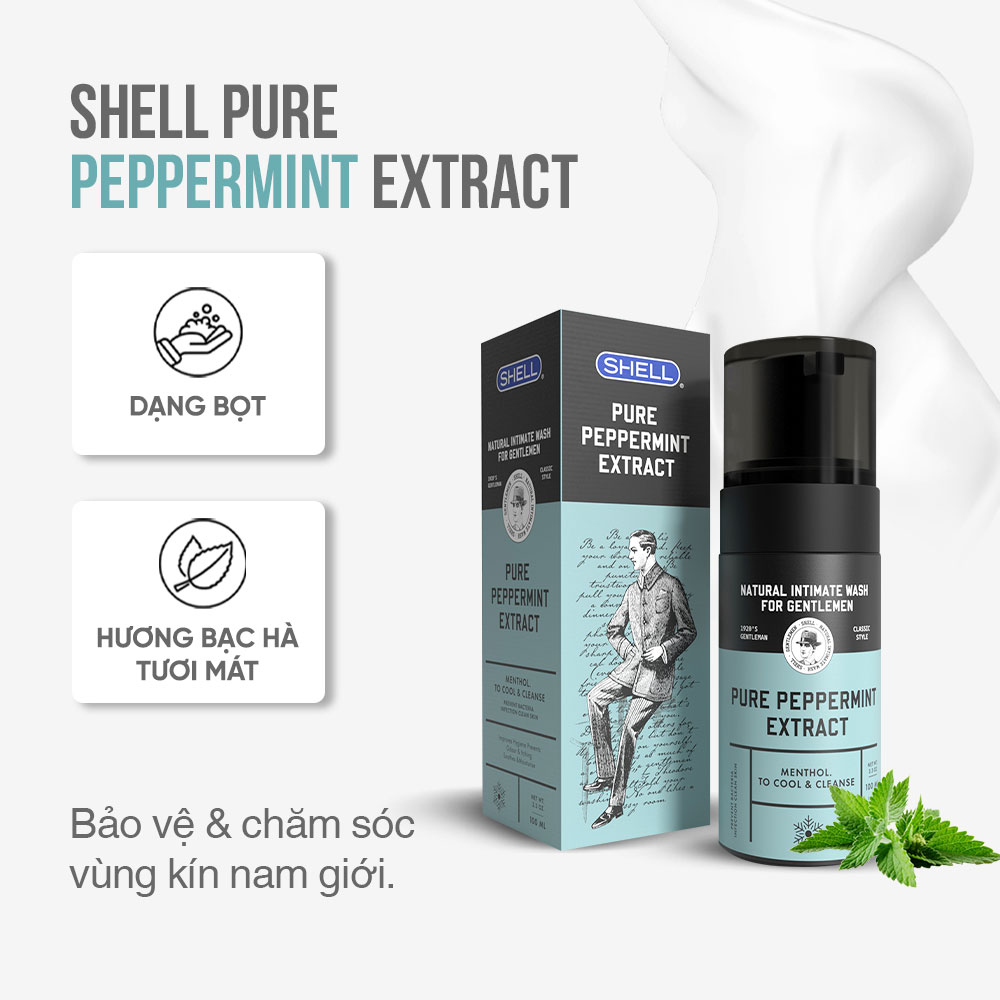 [Chai 100ml] Dung dịch vệ sinh nam hương bạc hà tươi mát - Shell Pure Peppermint Extract