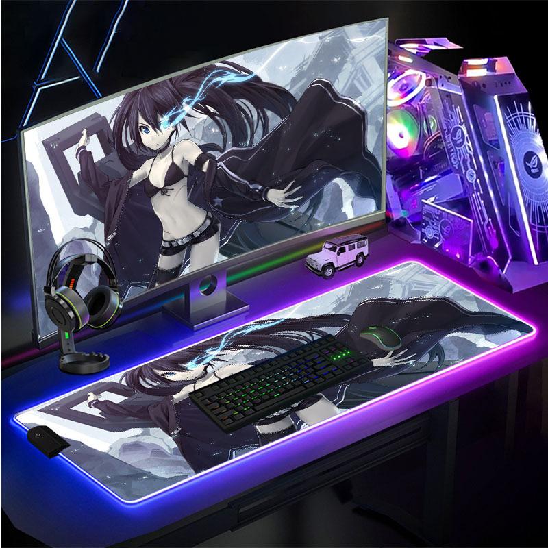 Phong cách mới nhất anime màu xanh nước mắt ma thuật sạc không dây quá khổ miếng lót chuột rgb hoạt hình dễ thương ins miếng lót bàn phím máy tính xách tay