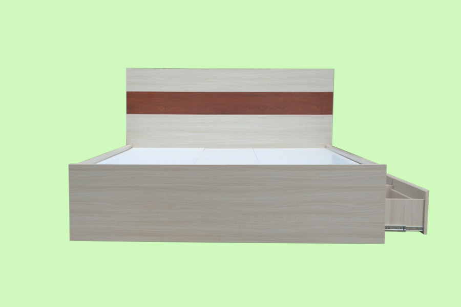 Giường ngủ 2 ngăn tủ HT 28.1 MDF Melamine Vân Gỗ chống trầy xước