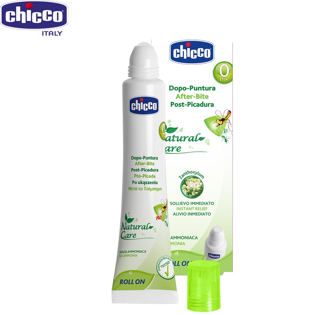 Lăn bôi vết muỗi đốt và côn trùng cắn Chicco 10ml, thành phần tự nhiên làm mát, giảm sưng nhanh các vết muỗi đốt, côn trùng cắn ( Tặng 50 tờ khăn khô đa năng )