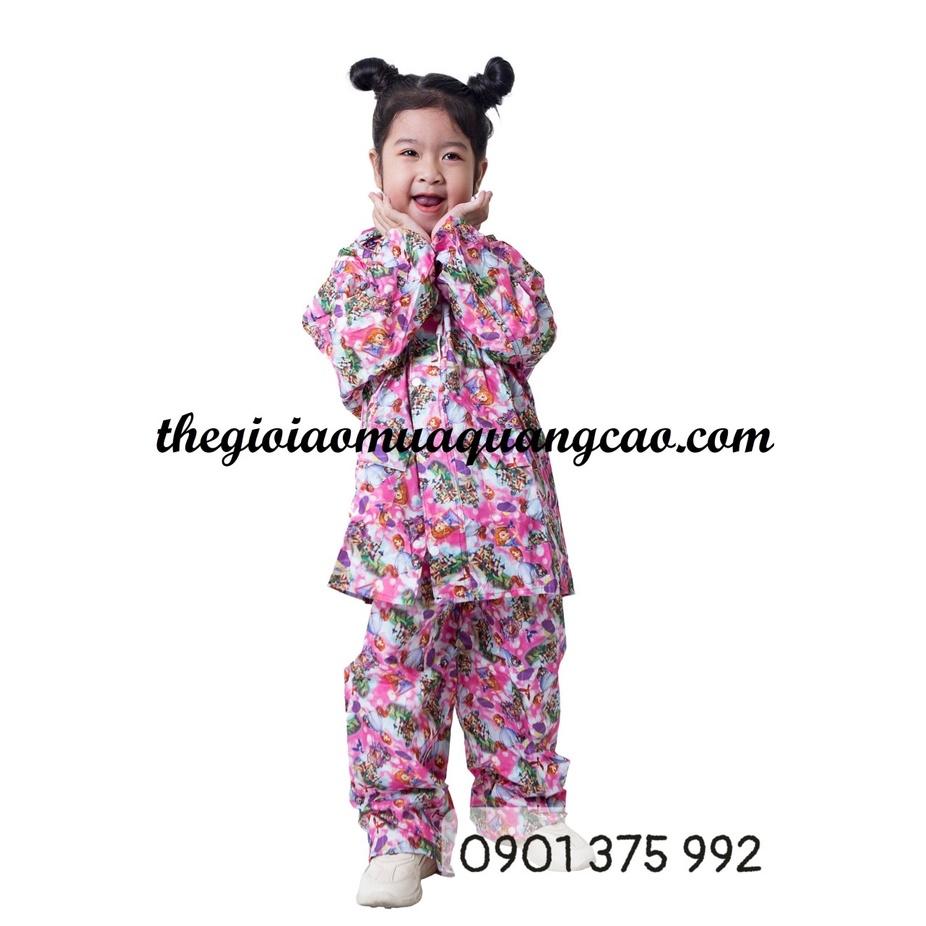 Áo Mưa Bộ Kèm Quần Vải Dù Cho Bé Trai Và Bé Gái Từ 3-10 Tuổi - Hình Dễ Thương
