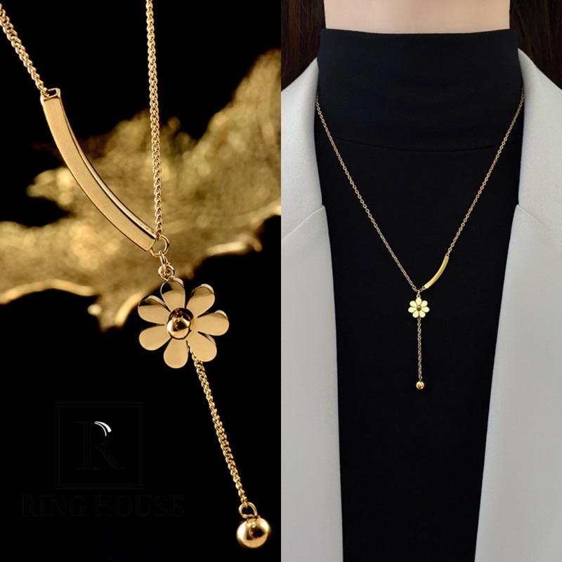 N22 Dây Chuyền Vòng Cổ Dài Hoa Cúc Vàng Gold Đẹp