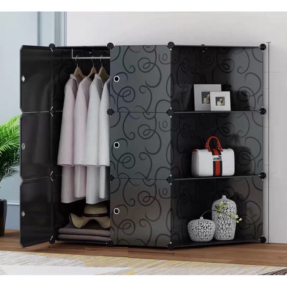 Tủ nhựa lắp ghép màu đen vân sang trọng