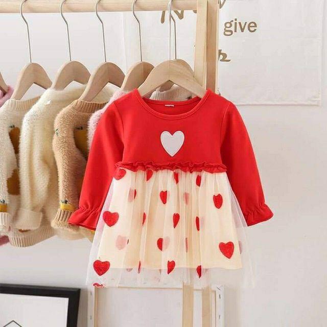 Váy dài tay cho bé gái, đầm dài tay cho bé gái