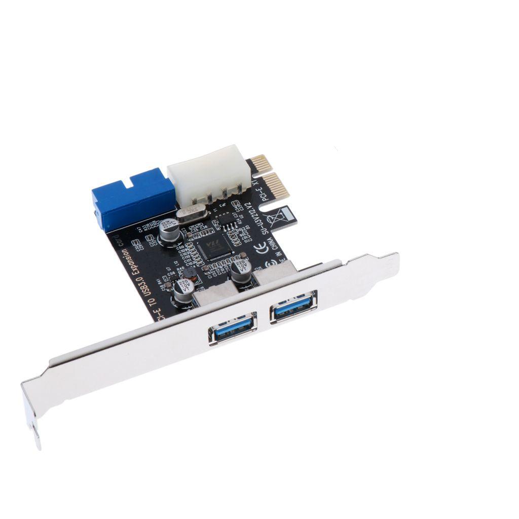 2x PCI-E to 2 Ports Dual USB Express Expansion Card Converter 19 Pin Header