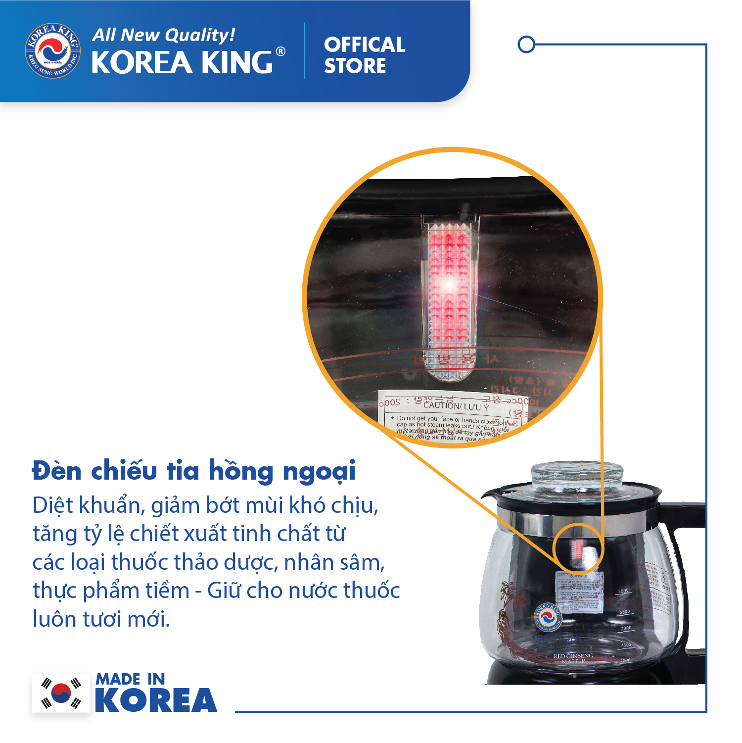 Siêu sắc thuốc Korea King KMP–7000G (220V/50HZ, 3000ML, 330W )- Hàng chính hãng