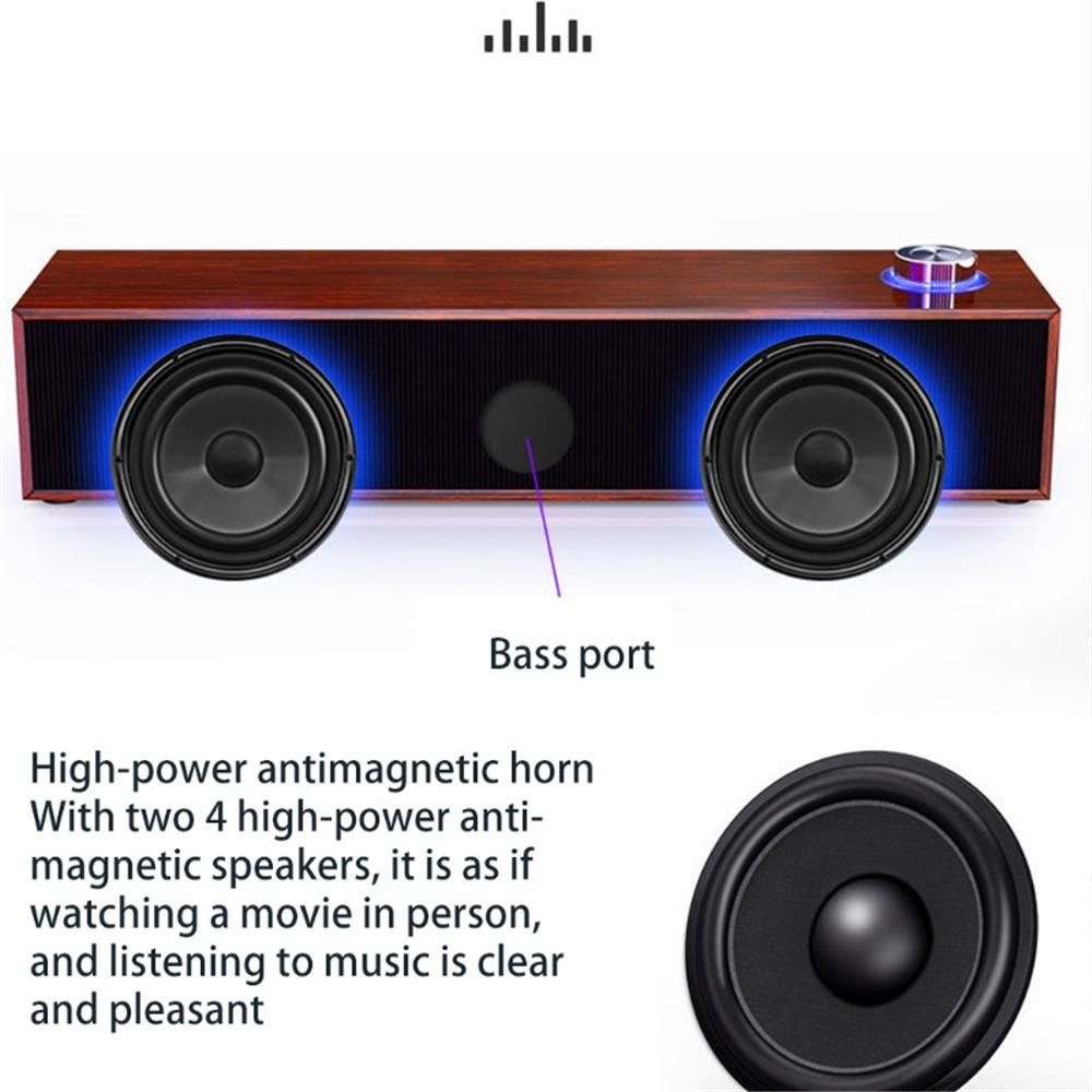 Loa di động có dây Bluetooth 5.0 Loa siêu trầm âm thanh HD bằng gỗ dài Loa âm nhạc vòm USB hỗ trợ ngoài trời Màu sắc: Đen