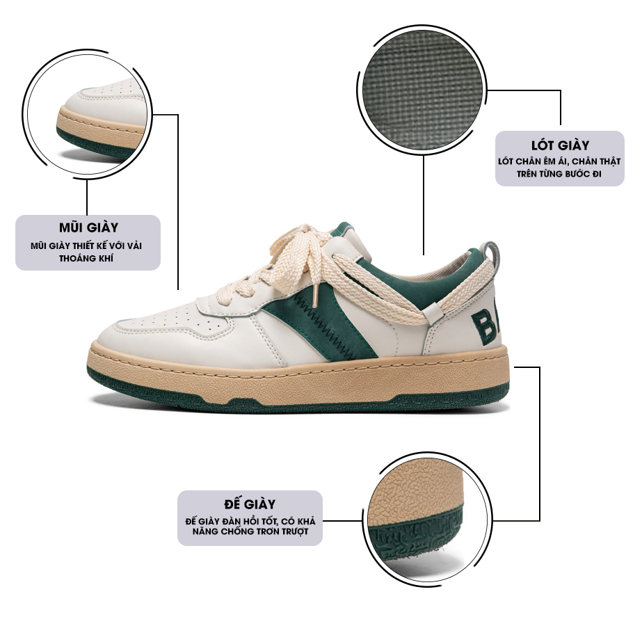 Giày Thể Thao Nam GEMI - Giày Sneaker Màu Xanh Lá - Xanh Lam, Trend 2022, Dễ phối đồ, Cổ Thấp - G5508