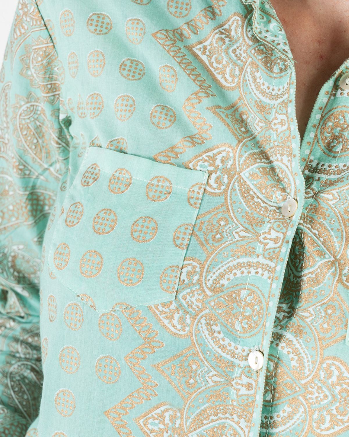 Áo Sơ Mi Vẽ Ánh Kim Cotton Isla Bonita