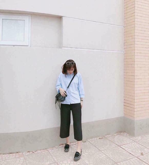 Quần cullotes kéo khoá hông