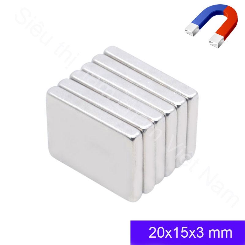 Nam châm kích thước 20x15x3mm set 10 viên, nam châm đất hiếm siêu hít