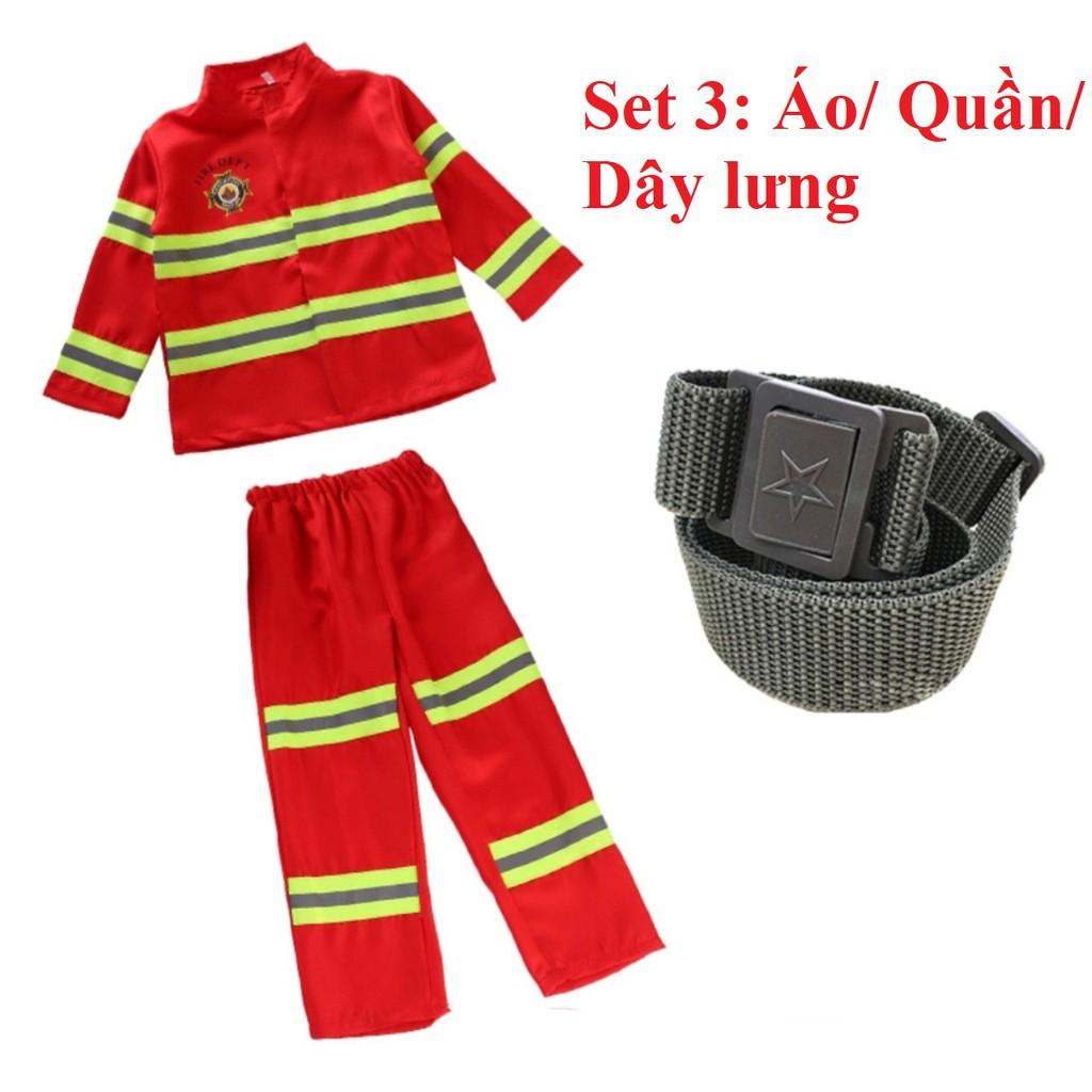 (Giao Hỏa Tốc) Trang Phục Hóa Trang Lính Cứu Hỏa Cho Bé, Bộ Đồ Hóa Trang Lính Cứu Hỏa Cho Trẻ Em và Người Lớn