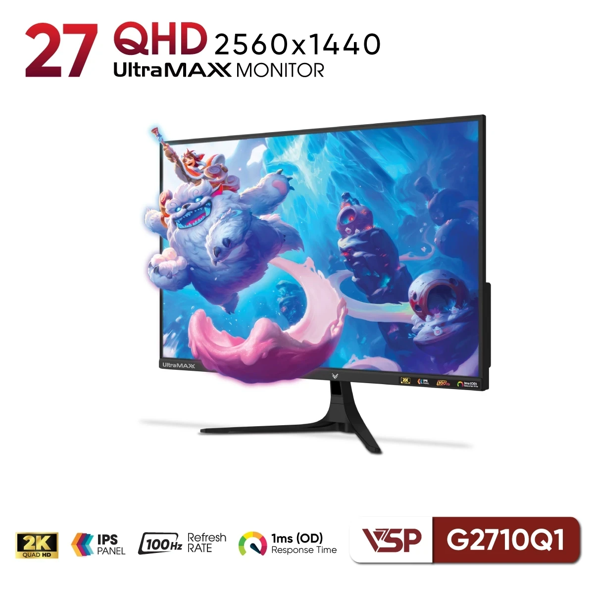 Màn Hình Gaming VSP G2710Q1 (27 inch / IPS / 2K QHD / 100Hz / 1ms) - Hàng Chính Hãng