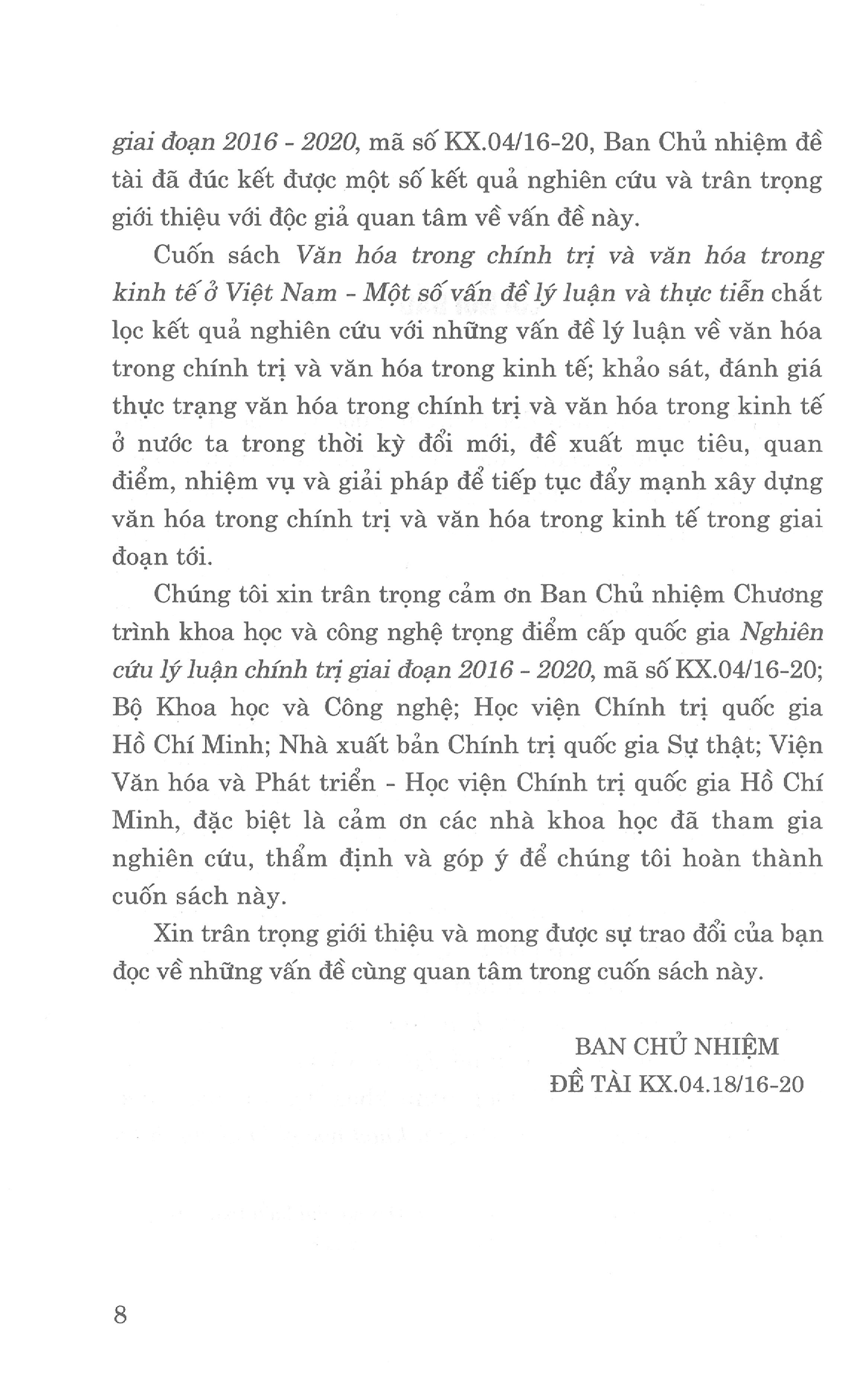 Văn Hóa Trong Chính Trị Và Văn Hóa Trong Kinh Tế Ở Việt Nam Một Số Vấn Đề Lý Luận Và Thực Tiễn