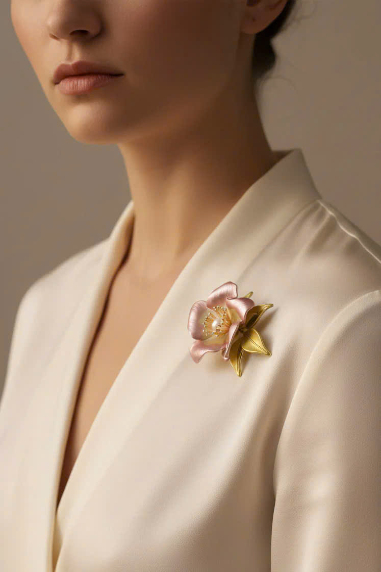 Trâm Cài Áo Vest, Áo Dài Hoa Đính Ngọc Trai Baroque Hồng thời trang thiết kế Hity ACC437