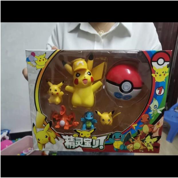 Mô Hình Pokemon, Hộp Các Nhân Vật Pikachu, Hitokage, Zenigame,...Đồ Chơi Dành Cho Các Bé,  Full Box