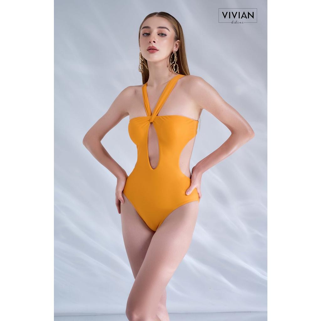 Đồ bơi nữ cao cấp dạng một mảnh may lộn tạo hình cutout - Cam - VS193_OR
