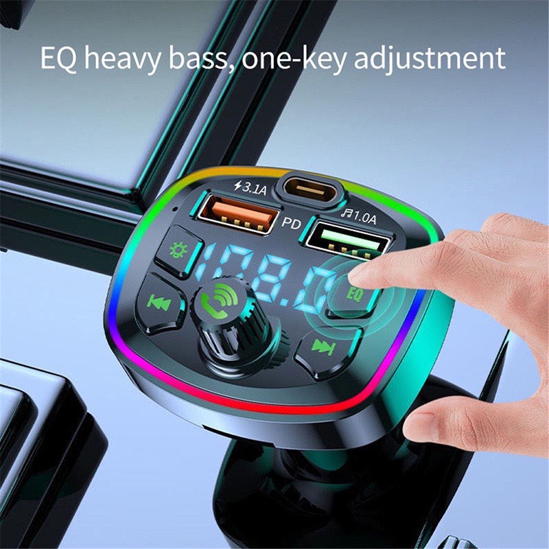 Tẩu Sạc Q7 5.0 Kiêm Máy Nghe Nhạc Mp3 Hai Cổng USB 3.1A Tích Hợp Đèn LED Cho Xe Hơi - hàng nhập khẩu