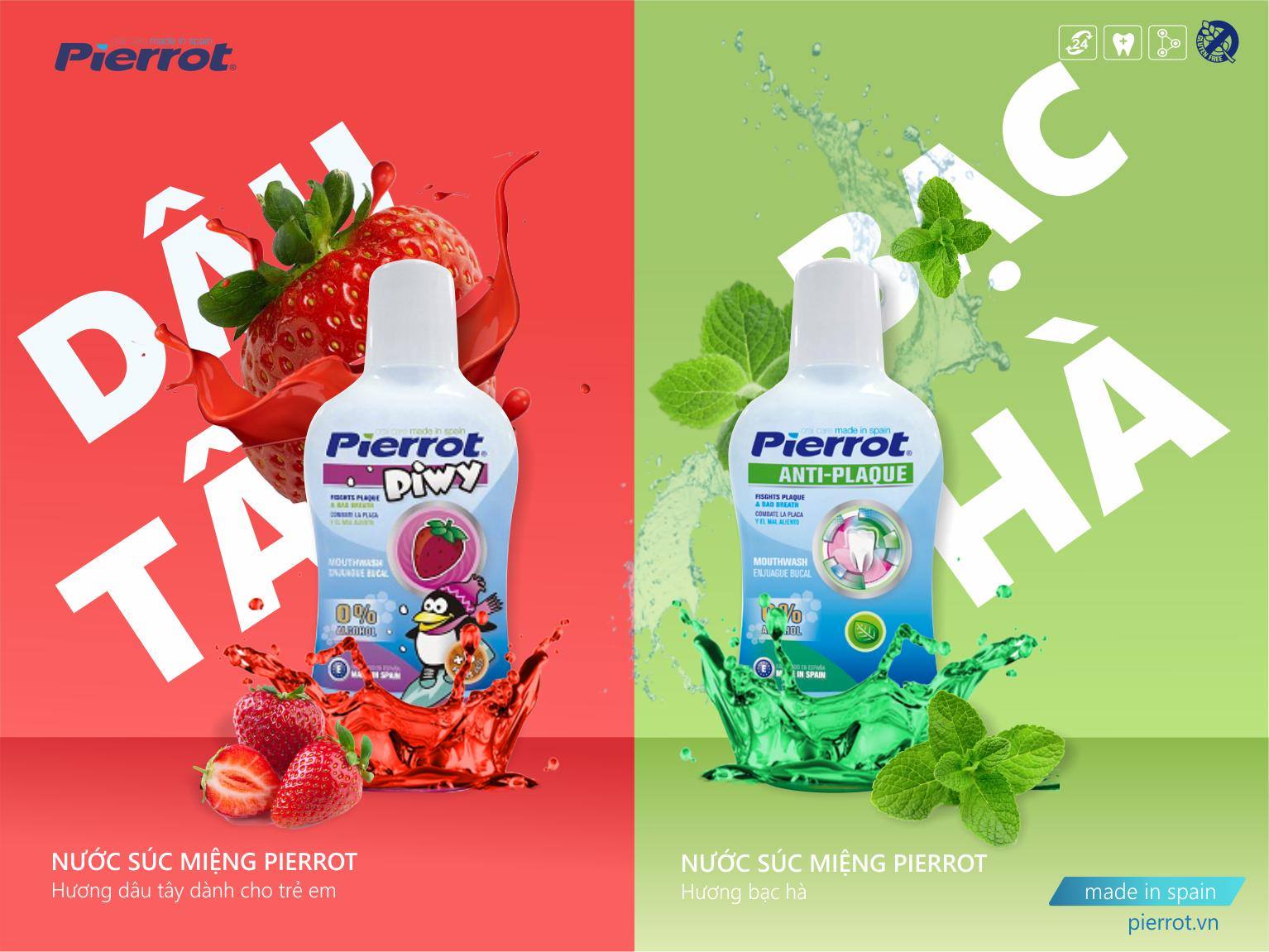 Nước súc miệng chống hình thành mảng bám PIERROT 500ml