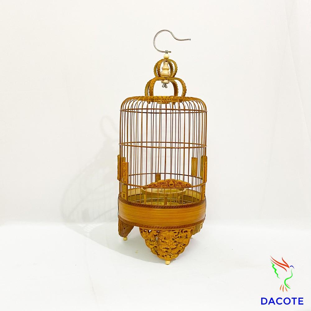 Lồng chim khuyên đục chân cao cấp chất liệu trúc già siêu đẹp kèm móc